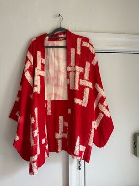 Vintage Red and Cream Kimono Jacket